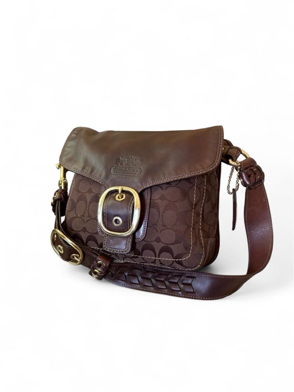 Vintage Coach Bleecker Signature Legacy Flap Bag in Mahogany